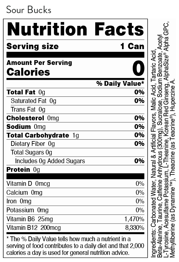 Bucked Up Energy 1 Case / 12 Cans Bucked Up